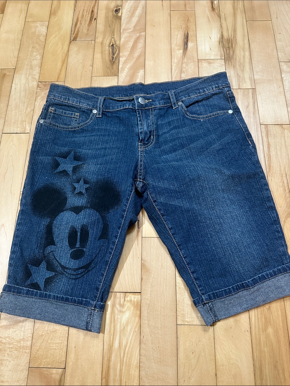 Disney Dark Blue Denim Mickey Star Jean Shorts for Women